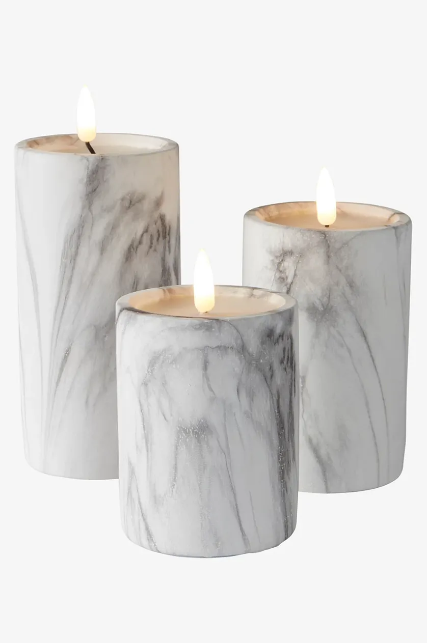 FLAMME MARBLE Stumpenkerze LED 15 cm