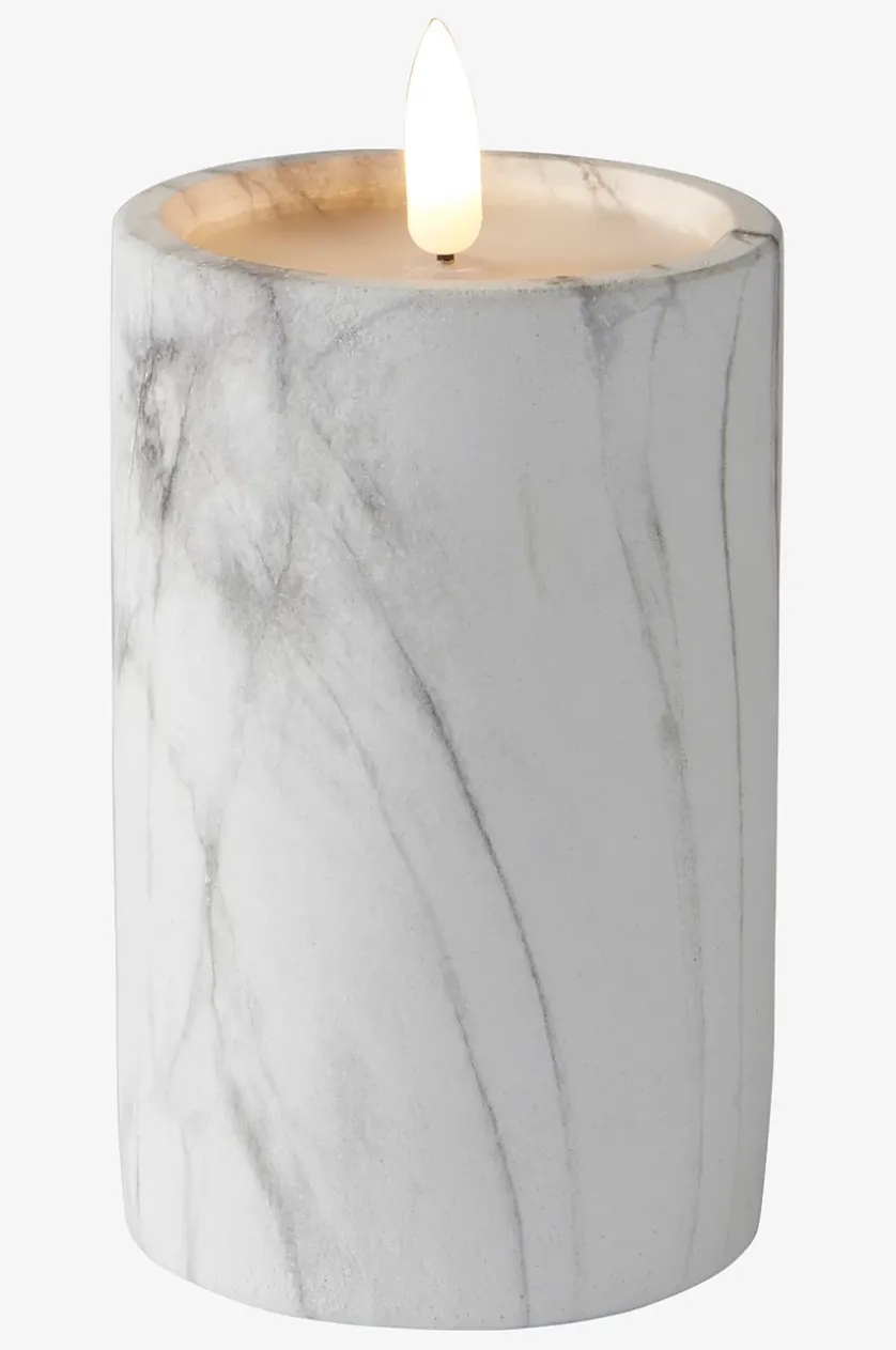 FLAMME MARBLE Stumpenkerze LED 15 cm