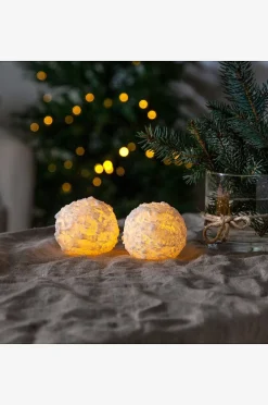 Stumpenkerze Snowball LED, 2 St.